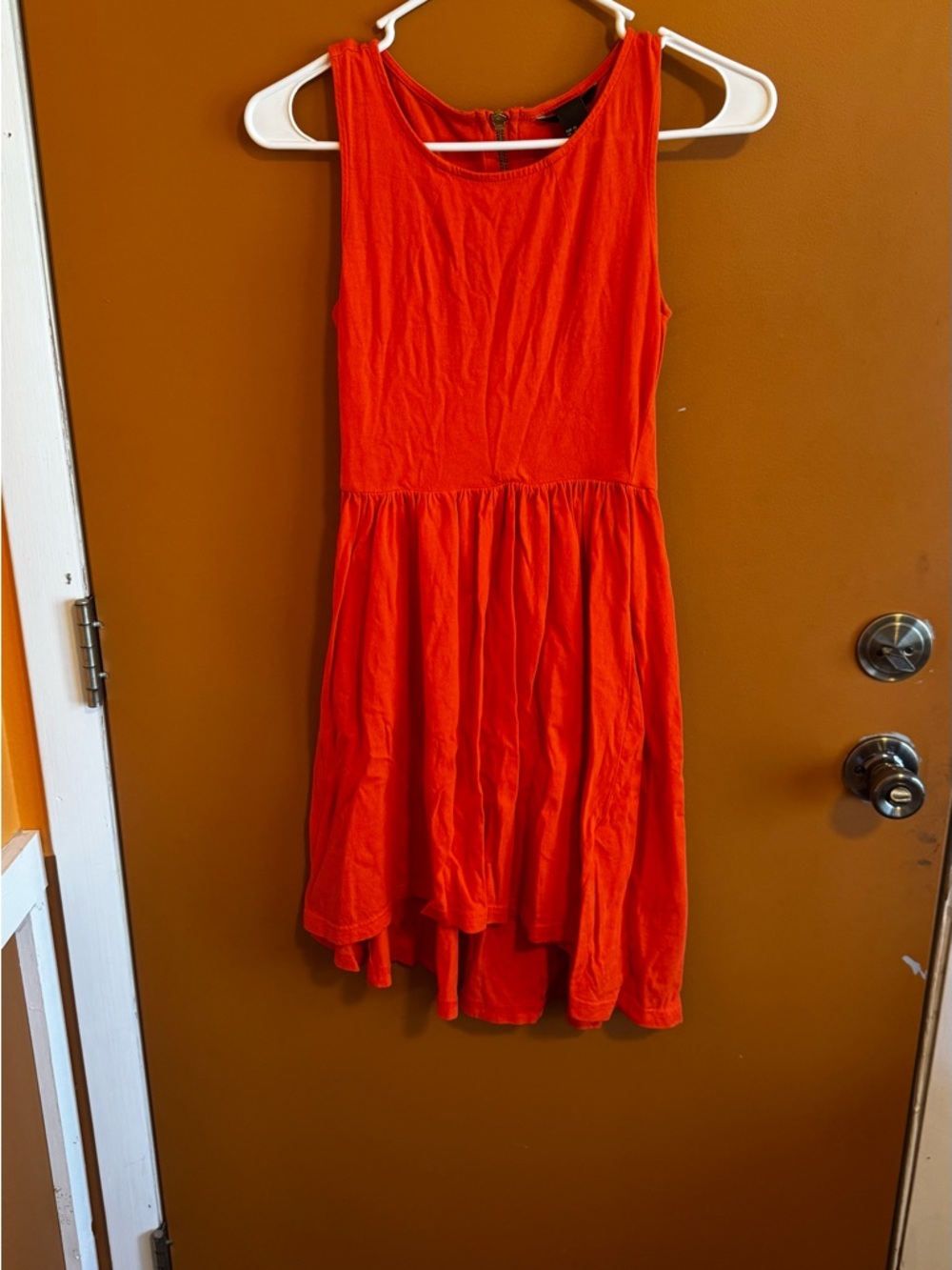 H&M Orange Sleeveless Casual Flared Dress